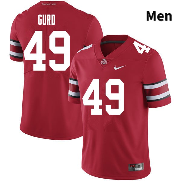 Ohio State Buckeyes Patrick Gurd Men's #49 Red Authentic Stitched College Football Jersey